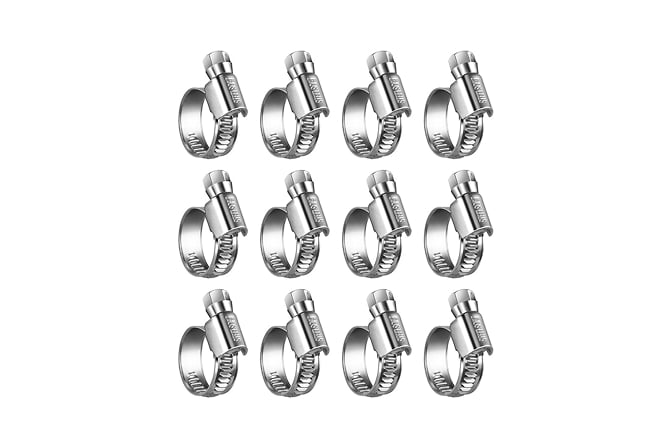 Adjustable stainless steel hose clamps for water line connections