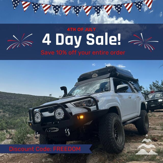 🎆🇺🇸 Celebrate Independence Day with Trail'd Water Storage Tanks! Enjoy 10% off your purchase using code FREEDOM. Stay hydrated on your off-road adventures and make the most of this 4th of July sale! 💦🚙